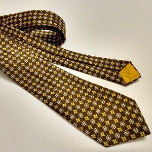 Vintage Men's NeckTie Bon Vivant Omega 60s 70s Retro Neck Tie Brown Yellow